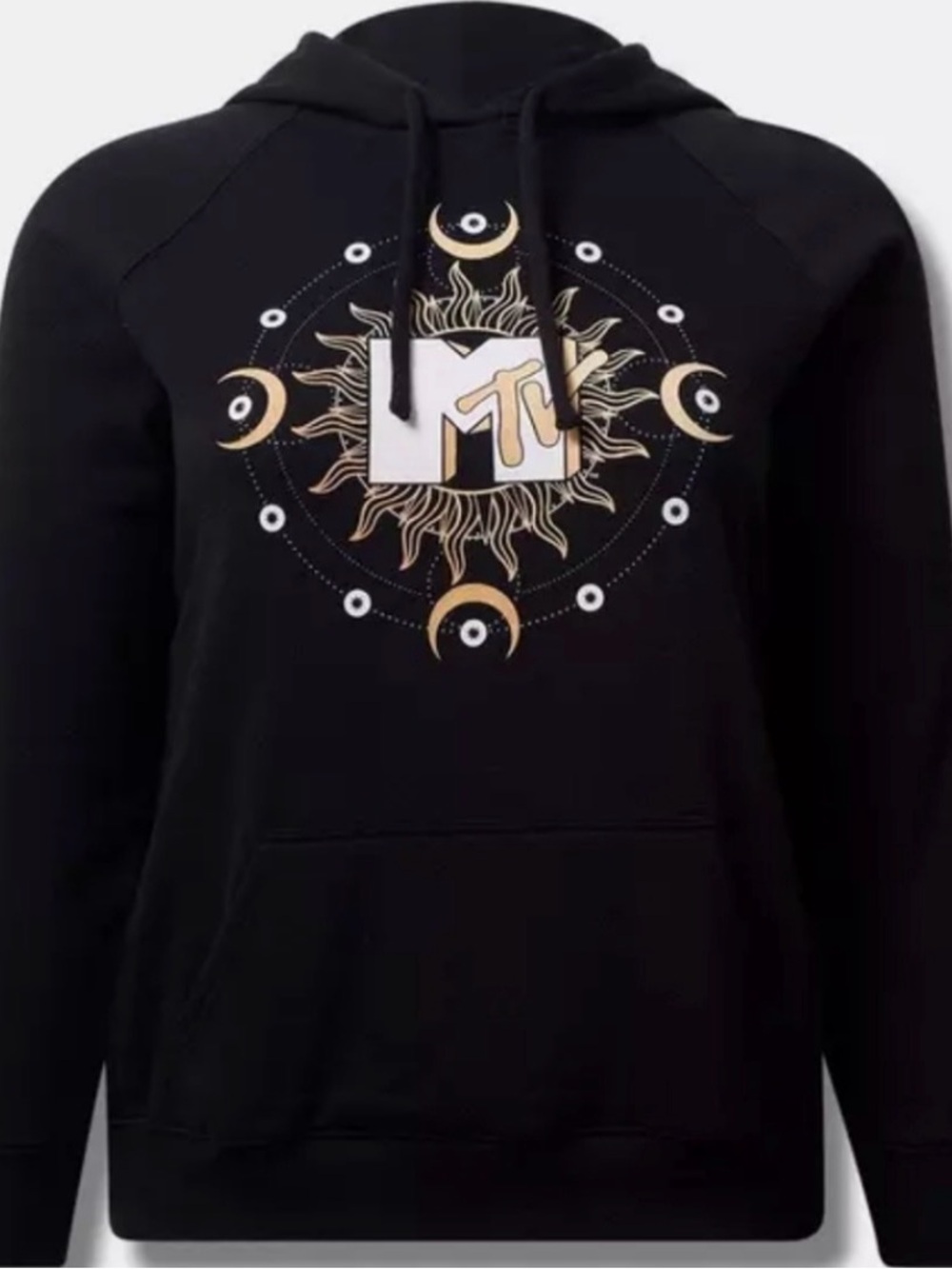 MTV Moon & Sun Graphic Black Hoodie - Womens lightweight hoodie sz 1 torrid